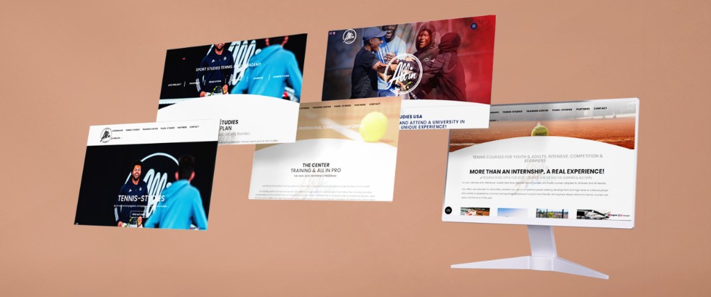 All In Tennis Academy responsive website mockup