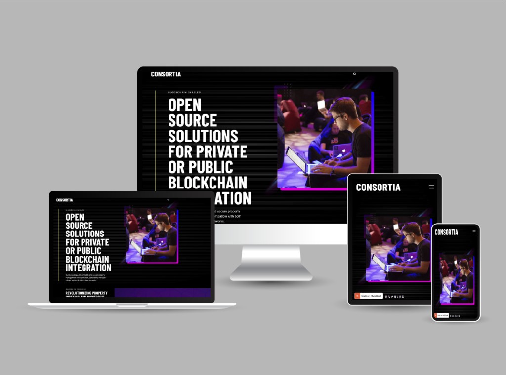 Consortia Blockchain responsive website mockup