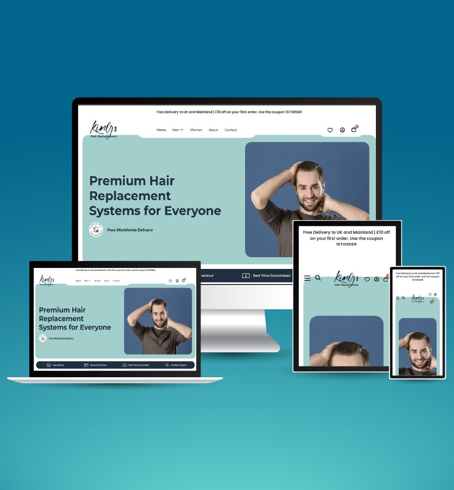 King's Hair Replacement responsive website mockup