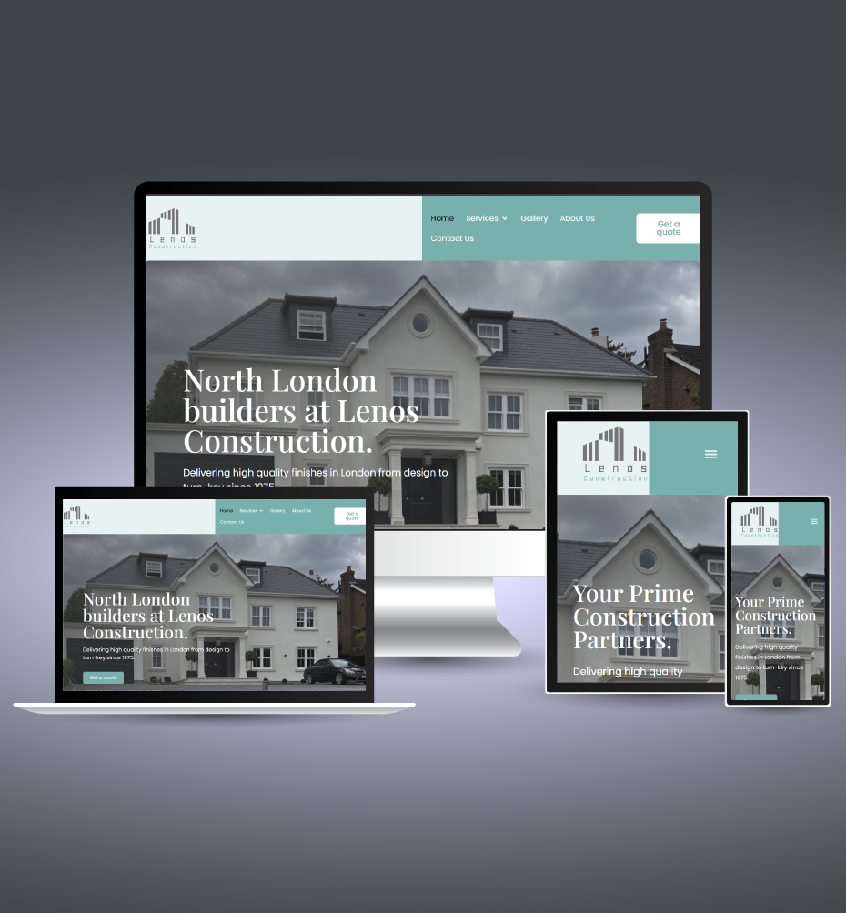 Lenos Construction responsive website mockup