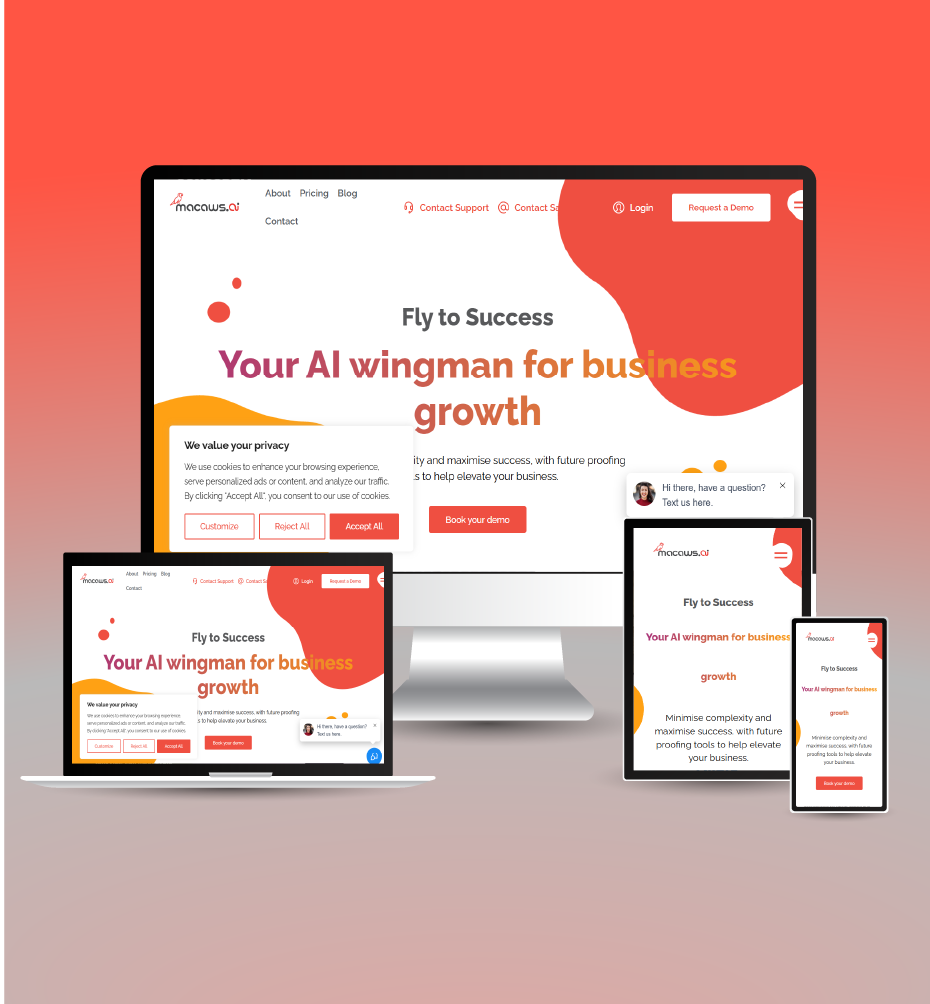 Macaws.ai responsive website mockup