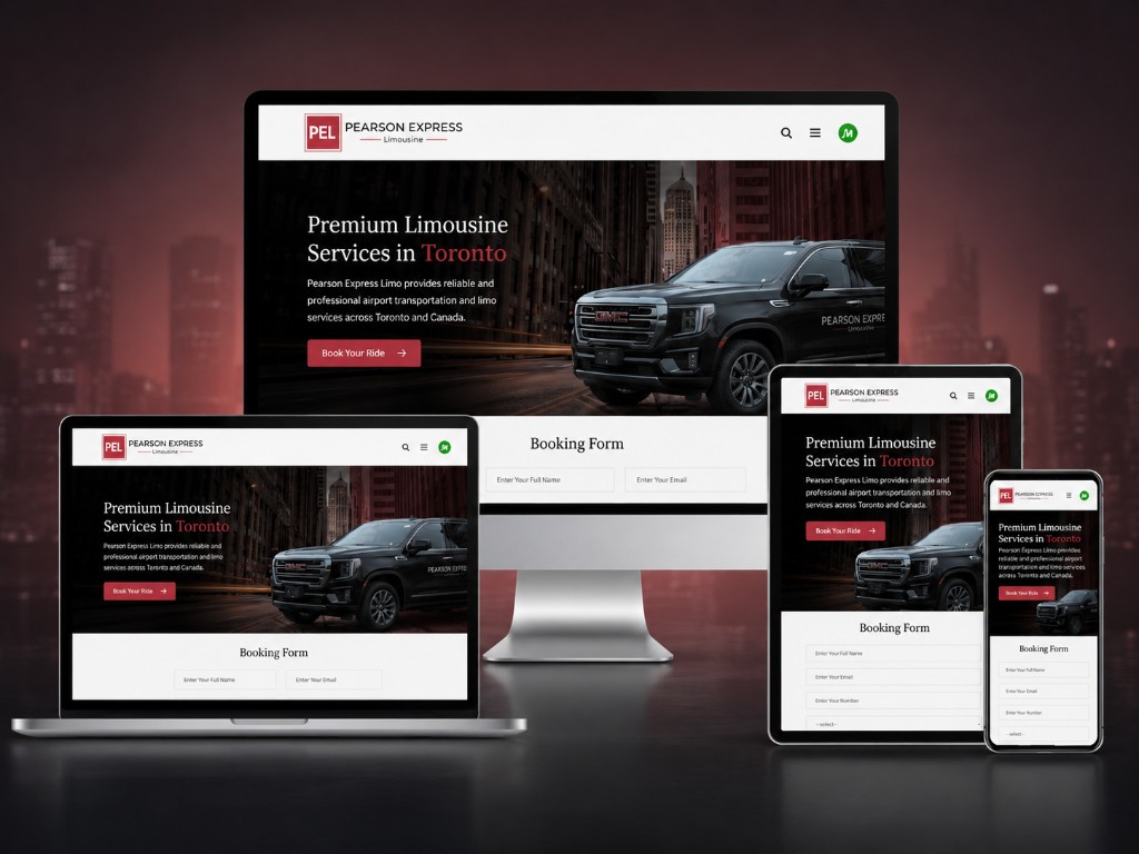 Pearson Express Limousine responsive website mockup