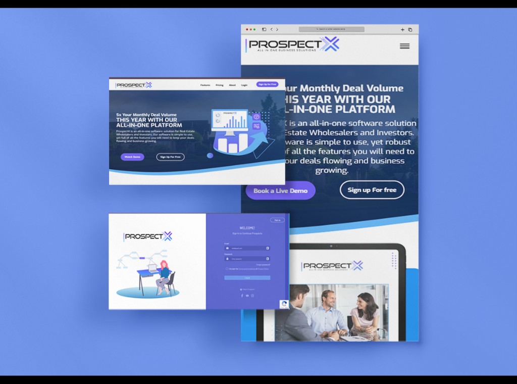 ProspectX Real Estate SaaS responsive website mockup