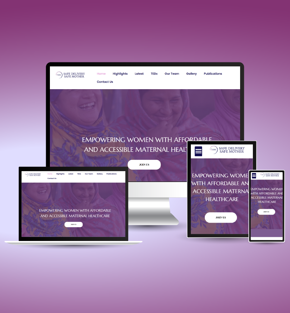 Safe Delivery Safe Mother responsive website mockup